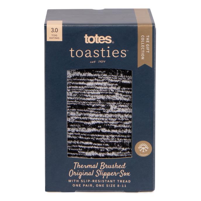 totes toasties® Mens Recycled Thermal Brushed Original Slipper Socks Black Marl Extra Image 4